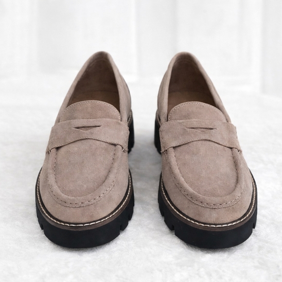 House of Harlow 1960 Shoes - House of Harlow 1960 light taupe suede penny loafers chunky heel 9 Ckassic Chic